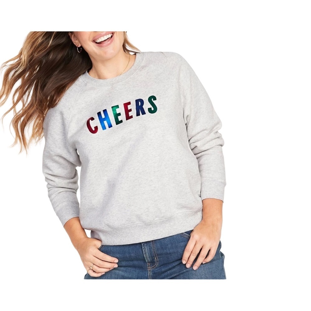 Old Navy Gray Easy Vintage Crew Cheers Sweatshirt NWOT Size 3X
